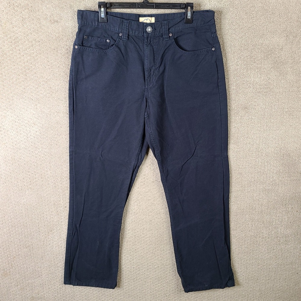 Blue Mountain Pants Men 34x32 Navy Blue Straight Leg Cotton Canvas Work 5 Pocket